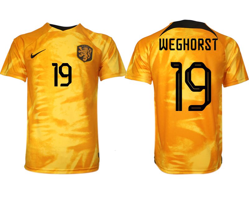 Men 2022 World Cup National Team Netherlands home aaa version yellow #19 Soccer Jersey->->Soccer Country Jersey